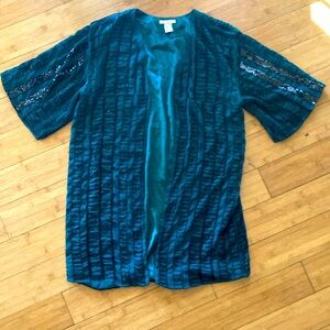 H&M beaded and sequined jacket. Emerald green color. Size small.